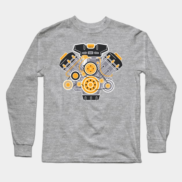 V8 Engine Diagram Long Sleeve T-Shirt by funkymonkeytees